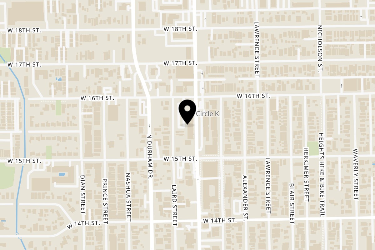 Map showing the location of KIN DEE THAI CUISINE on 1533 N Shepherd Dr Suite 160 in Houston